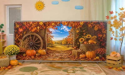 Баннер осенний для фотозоны PHOTODECOR «Путешествие в тыквенную страну» 1 кв.м.