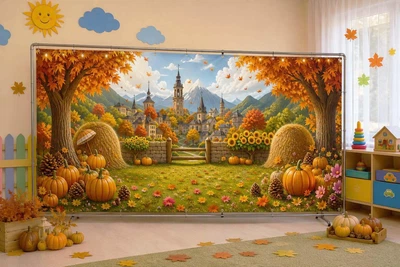 Банер осінній для фотозони PHOTODECOR «Пригоди на гарбузовій галявині» 1 кв.м.