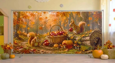 Баннер осенний для фотозоны PHOTODECOR «Белки в лесу» 1 кв.м.