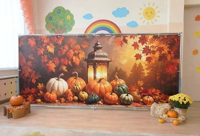 Баннер осенний для фотозоны PHOTODECOR «Фонарь с тыквами» 1 кв.м.