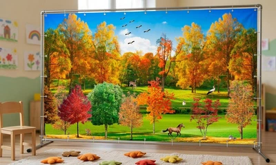 Баннер осенний для фотозоны PHOTODECOR «Животные в осеннем парке» 1 кв.м.