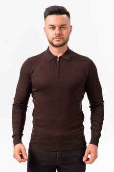 Джемпер-поло из трикотажа K.O.R 35166-2 Коричневый (№3000 coffee) XL