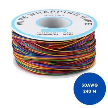 Кабель монтажний 30AWG, 0.25 мм, 240 м, 8 кольорів для монтажу з накруткою 670243