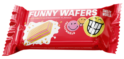 Вафлі з начинкою SmileyWorld FUNNY WAFERS з ароматом тутті фрутті та полуниці 400г (214524)