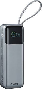 Powerbank Sandberg All-in1 Powerbank 20000 mAh 130W Built-In USB-C Cable PD Grey (5705730421303)