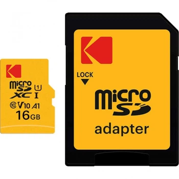 Карта памяти Kodak 16GB microSDHC class 10 UHS-I (EKMSDM16GHC10J60K) (23537)