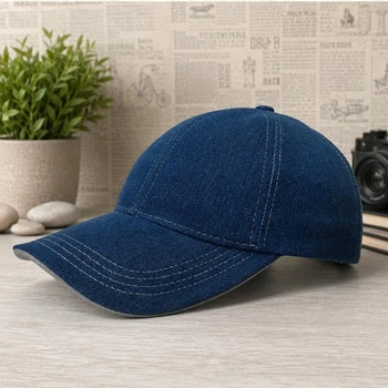 Бейсболка мужская джинсовая Синяя 100% хлопок One Size с регулировкой на липучке
