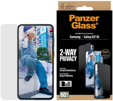 Конфиденциальное защитное стекло PanzerGlass Privacy Ultra-Wide Fit для смартфона Samsung Galaxy A37 5G (PG90806)