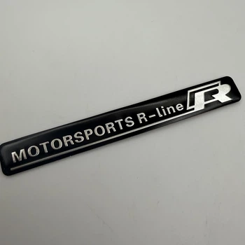 Наклейка Rline Motorsport VW Volkswagen (Фольксваген) металлическая 110 mm шильдик табличка черная хром