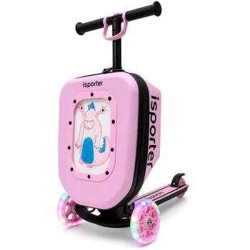 Самокат iSporter Travel 2в1 с чемоданом розовый (K3_Pink)