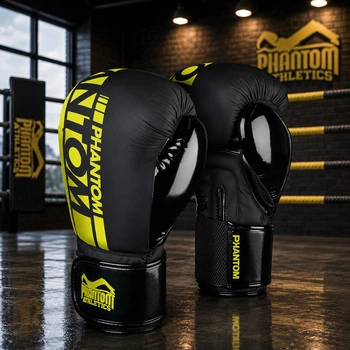 Боксерські рукавиці Phantom APEX Elastic Neon Black/Yellow 16 унцій