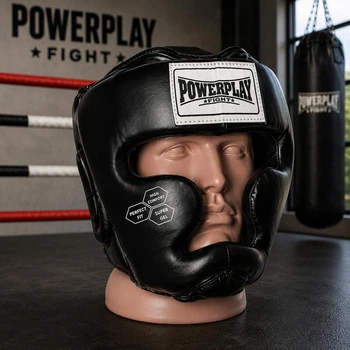 Шолом боксерський з повним захистом тренувальний чорний PowerPlay 3043 розмір XS