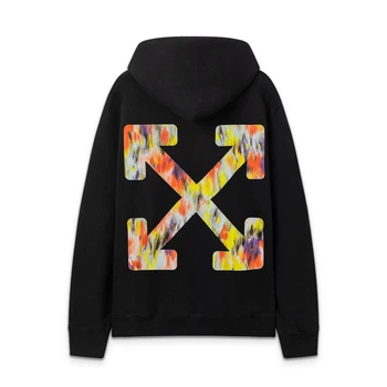 Худи OFF White демисезонное с капюшоном черное S (OFH008)