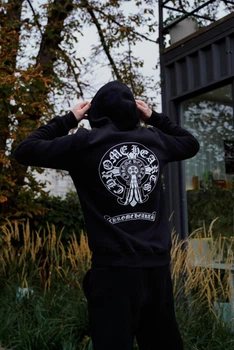 Мужской худи на молнии Chrome Hearts Черный Размер S (ZPHOD24)