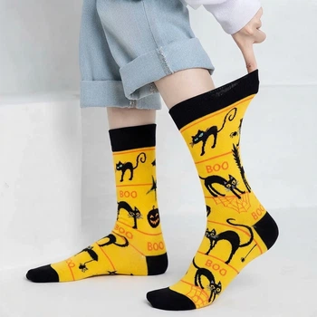 Яскраві високі шкарпетки з принтом Хелловін Honey Fashion Accessories 37-43р жовтий (1-80/6)