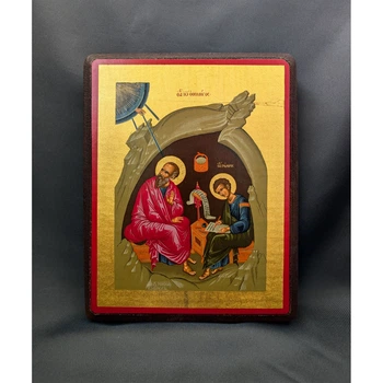 Писаная икона Иоанна Богослова и Прохора на острове Патмос 16×20 см