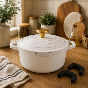 Кастрюля Edenberg EB-12095 с мраморным покрытием и металлической крышкой 28х13 см 6.5 л Белый (EB-12095)