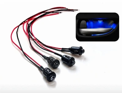Підсвітка дверних ручок та дверних ніш авто 12V синя LED комплект 4 шт. 3 мм світлодіоди з насадками-засувками (COPY)