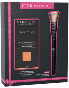 Zestaw kosmetyków do makijażu do twarzy Germinal Radiance Lift Serum Foundation Pędzel + Podkład Medium Dark 30 ml (843445320920)