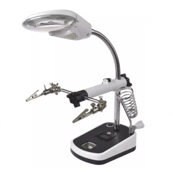 Держатель "третья рука" MG16090C лупа, крокодилы, LED-подсветка