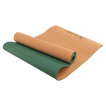 Коврик пробковый для фитнеса и йоги Bloom Yoga Mat 7121 размер 183x61мx0.3cм Brown-Green