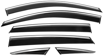 Ветровики на окна с хромированным молдингом Niken Luxury (6 шт) для MG ZS 2017- гг
