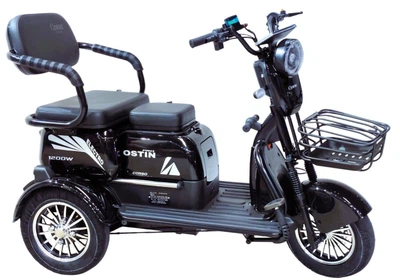 Электрический Трицикл Corso Ostin PRO (1200W, 72V, 28Ah) Гидравлические тормоза Электробайк Скутер Черный