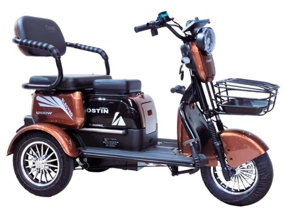 Электрический Трицикл Corso Ostin PRO (1200W, 72V, 28Ah) Гидравлические тормоза Электробайк Скутер Коричневый
