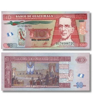 Банкнота 10 кетцаль Гватемала 2010 рік UNC