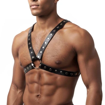 Мужская портупея Art of Sex - Spartacus, экокожа, цвет черный, размер L-2XL (SX3538)