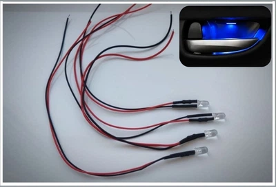 Яркая LED подсветка дверных ручек авто синяя 12V (комплект 4 шт., 5 мм) — диодная подсветка ниш салона