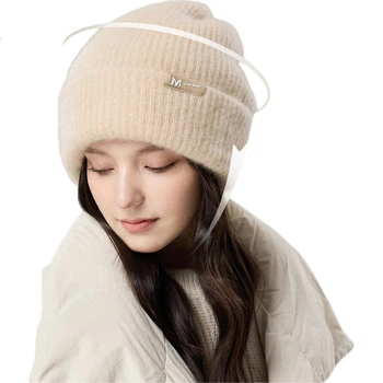 Кашемировая теплая вязаная шапка с широкими полями JIUMU, шерстяная вязаная шапка для осени и зимы, шапка для холодной погоды, зимняя шапка, шапка свободного кроя, теплая шапка для женщин.