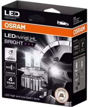 Комплект світлодіодних автоламп Osram LED riving HL BRIGHT H4/H19 12 В 15 Вт (64193DWBRT) (4062172315913)