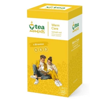 Чай чорний Tea Moments Warm Care Тепла турбота 22 саш по 1.8 г + Вітаміни, м'ята, ехінацея, лимон