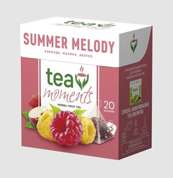 Чай фруктово-ягодный Tea Moments Summer Melody Летняя Мелодия 20 пирамидок по 1.7 г Каркаде, Малина, Яблоко