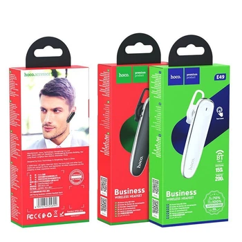 Bluetooth-гарнитура Hoco E49 с микрофоном, белые