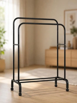 Подвійна стійка для одягу та взуття Loft Rack сталева на коліщатках ЧОРНИЙ / Вішалка подвійна розкладна зі стопорами та полицями для взуття 150х110х57 см Артикул: G9507 Характеристики Опис товару Доставка і оплата Відгуки