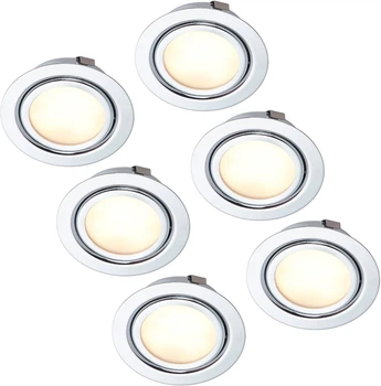 Набор мебельных LED-светильников HCFEI, врезное отверстие 55–60 мм, хром, 6 шт