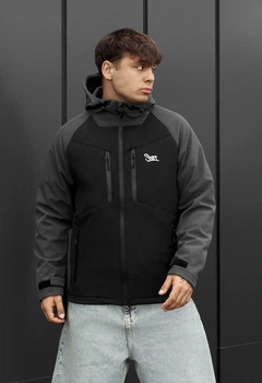 Куртка Мужская Стаф Серо-черная Отражающая Демисезонная Soft Shell Staff Nu Gray & Black Reflective L (402763)