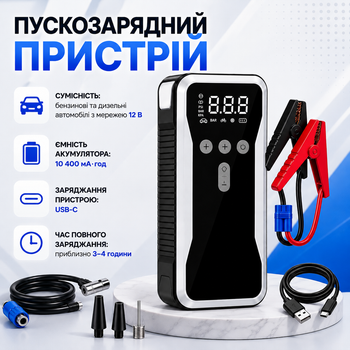 Автоматичний зарядний пристрій для АКБ Інтелектуальний зарядний пристрій S3 Автомобільний пуско-зарядний пристрій 10 400 мА·год