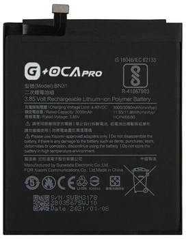 Аккумулятор акб батарея BN31 Xiaomi Mi A1 /Redmi Note 5A /Redmi Note 5A Prime 3080mAh оригинал G+OCA PRo