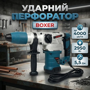 Перфоратор електричний BOXER BX-163 2950 Вт сила удару 5.5 Дж 4000 уд/хв, паторн SDS-Plus