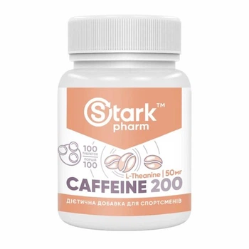 Кофеїн Stark Pharm Caffeine 200mg 100Tabs для підтримки фізичної та розумової активності