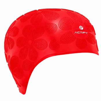 Шапочка для плавания на длинные волосы SP-Sport Actify Flower 0785 Red