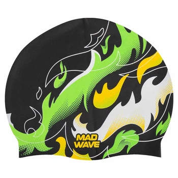 Шапочка для плавания силиконовая взрослая Mad Swim 055452 Black-Multicolor