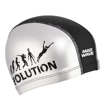 Шапочка для плавания текстильная взрослая Mad Swim Evolution 058412 Black-Silver
