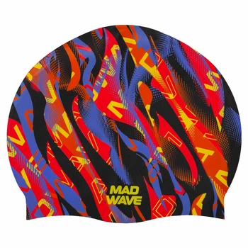 Шапочка для плавания силиконовая взрослая Mad Swim 055458 Red-Blue-Black