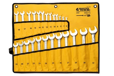 Ключі комбіновані MASTERTOOL COLD FORGED набір 25 шт (6–28/30/32 мм) 31CrV3 DIN 3113 у чохлі 72-1125
