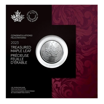Колекційна срібна монета "Кленовий Лист - TREASURED" 31,1 г 2023 рік
