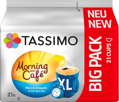 Кава в капсулах TASSIMO Morning Café Mild & Smooth XL Big Pack 21 шт., для Bosch Tassimo